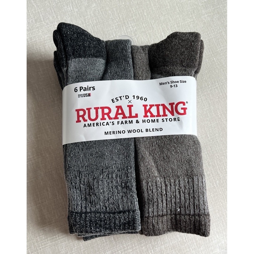 Men's Merino Wool Blend Calf Sock 6 Pack Thermal Outdoor Hiking Winter Boot Crew
